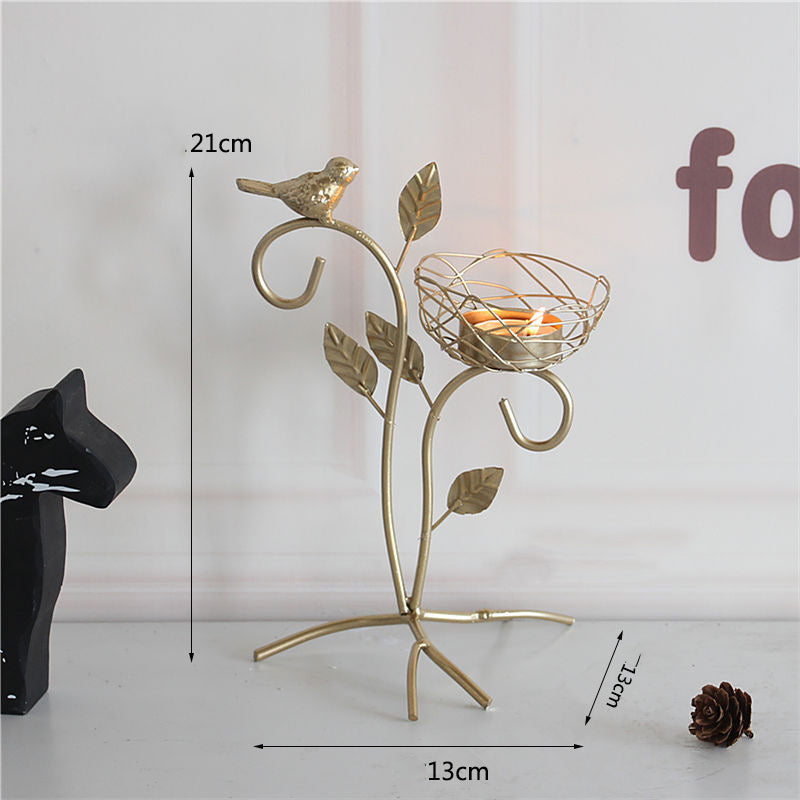 Golden Bird Dining Table Tabletop Candle Holder