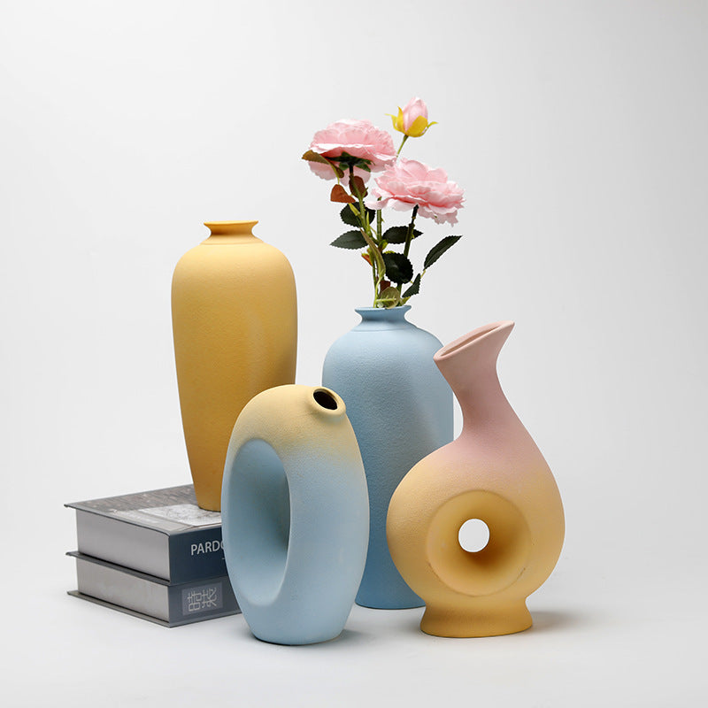 Ceramic Vase Creative Living Room Dried Flowers Flower Arrangement