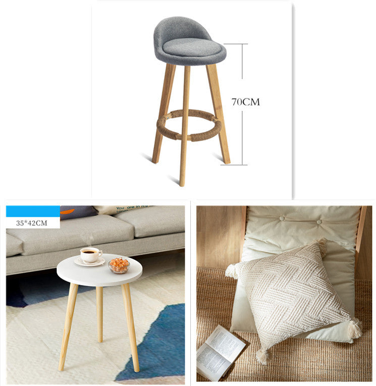 Solid Wood Modern Simple Bar Stool Chair Nordic Creative