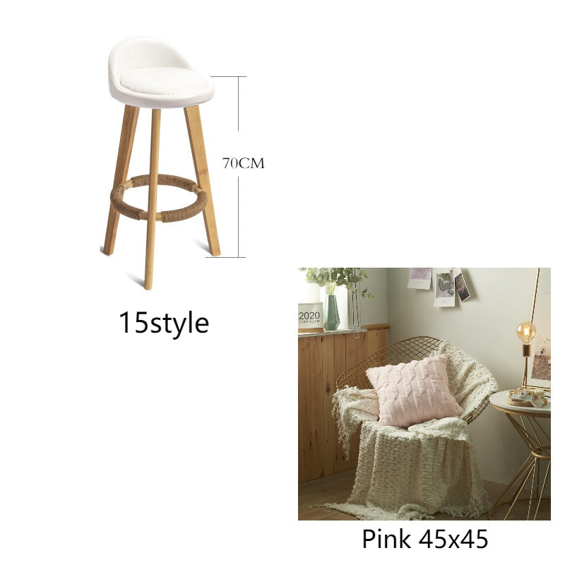 Solid Wood Modern Simple Bar Stool Chair Nordic Creative